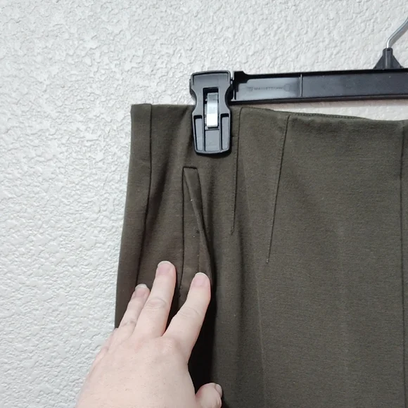 Michael Michael Kors Knit Chic Olive Green Stretch Trousers Size Large - Picture 5 of 7